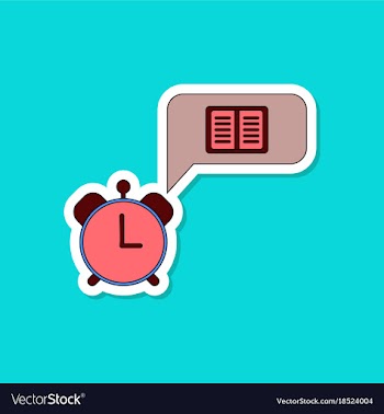 Paper sticker on stylish background book alarm vector image