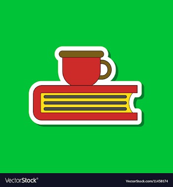 Paper sticker on stylish background book cup vector image