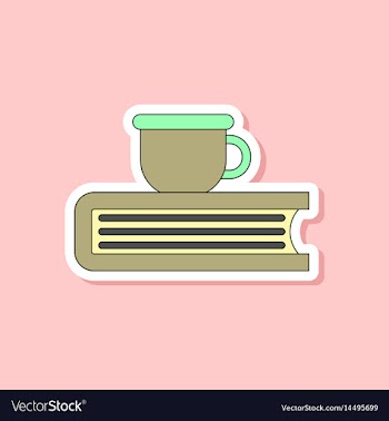 Paper sticker on stylish background book cup vector image