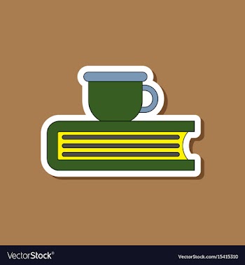 Paper sticker on stylish background book cup vector image