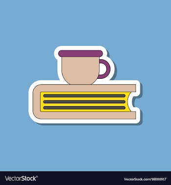 Paper sticker on stylish background book cup vector image