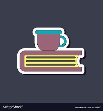 Paper sticker on stylish background book cup vector image