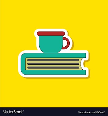 Paper sticker on stylish background book cup vector image