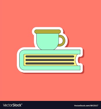 Paper sticker on stylish background book cup vector image