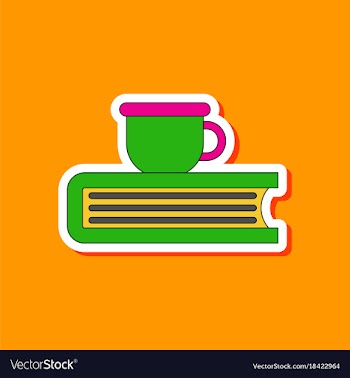 Paper sticker on stylish background book cup vector image