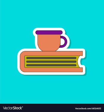 Paper sticker on stylish background book cup vector image