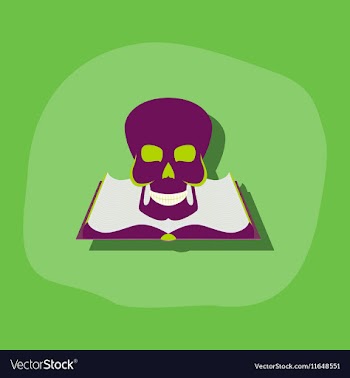 Paper sticker on stylish background book skull vector image