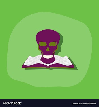 Paper sticker on stylish background book skull vector image