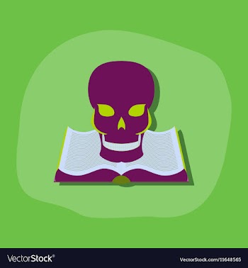 Paper sticker on stylish background book skull vector image