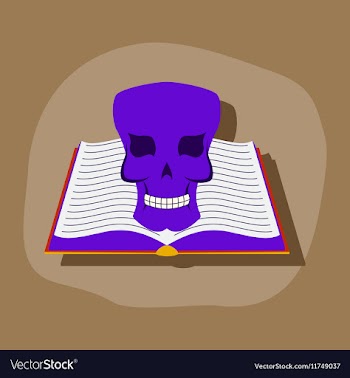 Paper sticker on stylish background book skull vector image