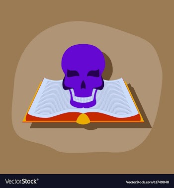 Paper sticker on stylish background book skull vector image