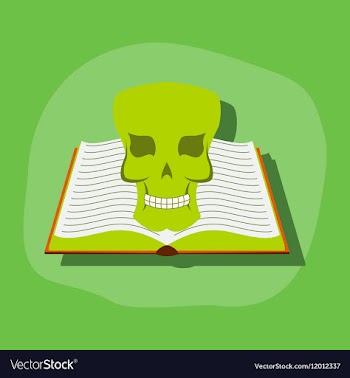 Paper sticker on stylish background book skull vector image