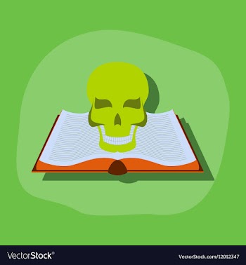 Paper sticker on stylish background book skull vector image