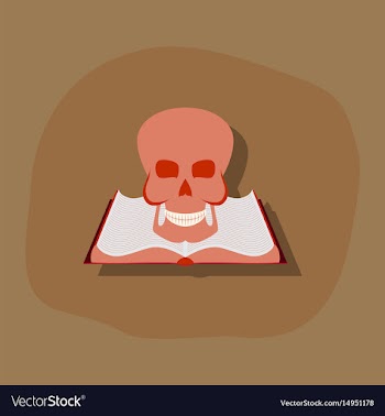 Paper sticker on stylish background book skull vector image
