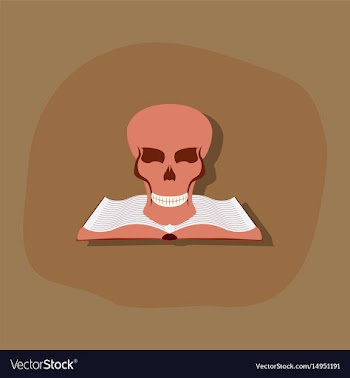 Paper sticker on stylish background book skull vector image