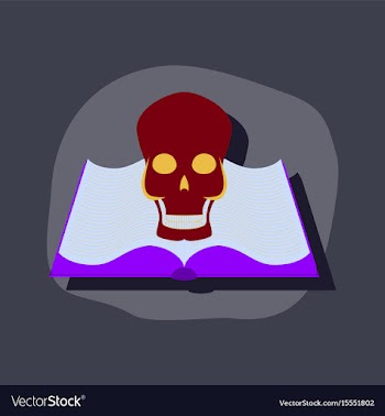Paper sticker on stylish background book skull vector image
