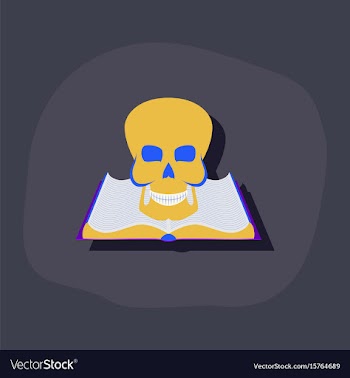 Paper sticker on stylish background book skull vector image