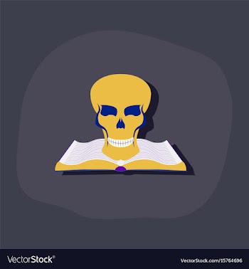 Paper sticker on stylish background book skull vector image