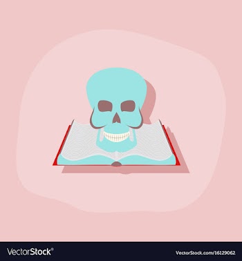 Paper sticker on stylish background book skull vector image