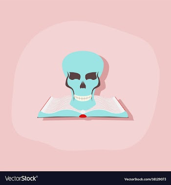 Paper sticker on stylish background book skull vector image