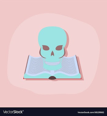 Paper sticker on stylish background book skull vector image