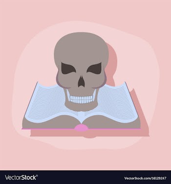 Paper sticker on stylish background book skull vector image