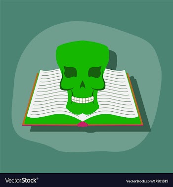 Paper sticker on stylish background book skull vector image