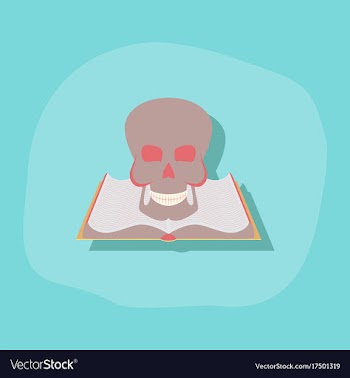 Paper sticker on stylish background book skull vector image