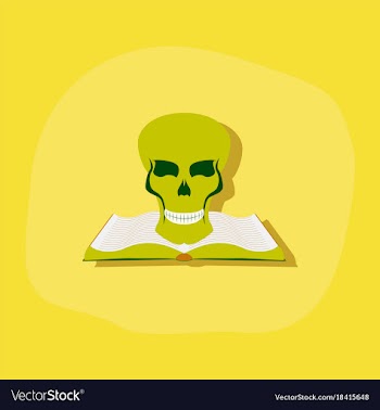 Paper sticker on stylish background book skull vector image