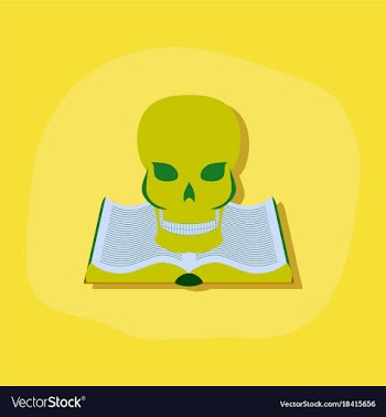 Paper sticker on stylish background book skull vector image