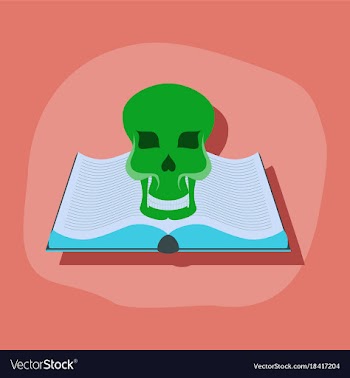 Paper sticker on stylish background book skull vector image