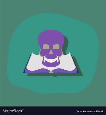Paper sticker on stylish background book skull vector image