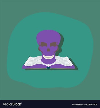 Paper sticker on stylish background book skull vector image