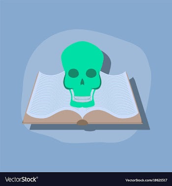 Paper sticker on stylish background book skull vector image