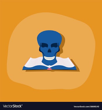 Paper sticker on stylish background book skull vector image
