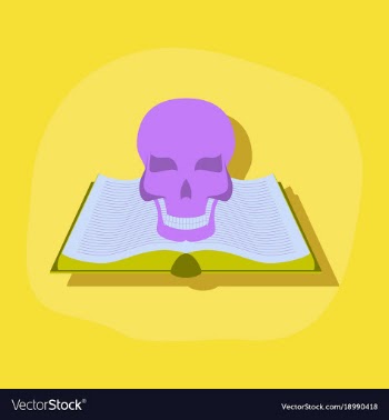 Paper sticker on stylish background book skull vector image