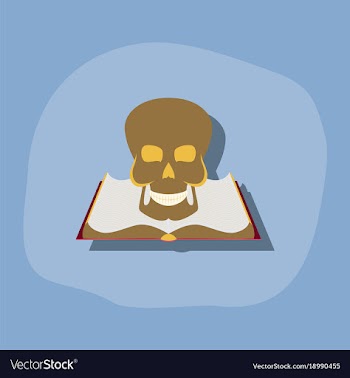 Paper sticker on stylish background book skull vector image