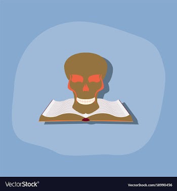 Paper sticker on stylish background book skull vector image