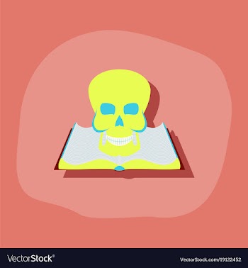 Paper sticker on stylish background book skull vector image