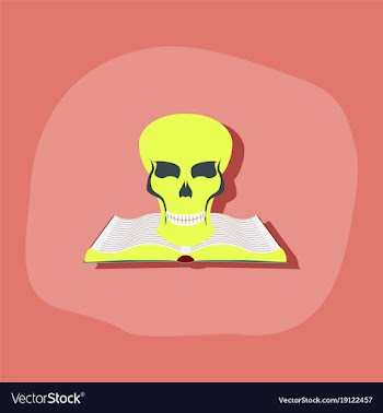 Paper sticker on stylish background book skull vector image