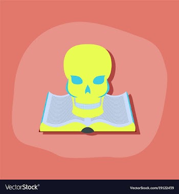 Paper sticker on stylish background book skull vector image