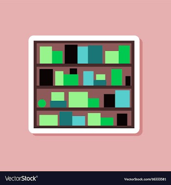 Paper sticker on stylish background bookshelf vector image