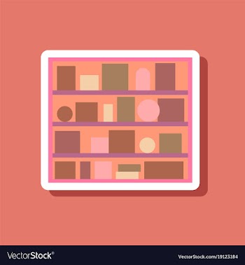 Paper sticker on stylish background bookshelf vector image