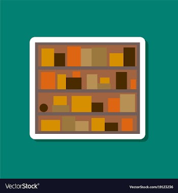 Paper sticker on stylish background bookshelf vector image