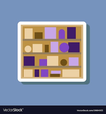 Paper sticker on stylish background bookshelf vector image