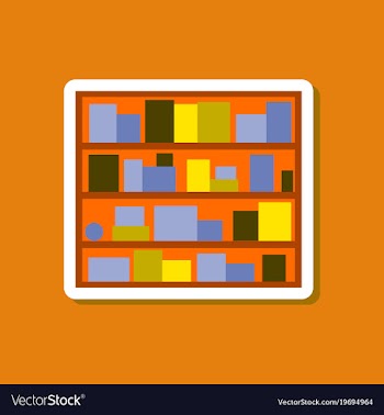 Paper sticker on stylish background bookshelf vector image