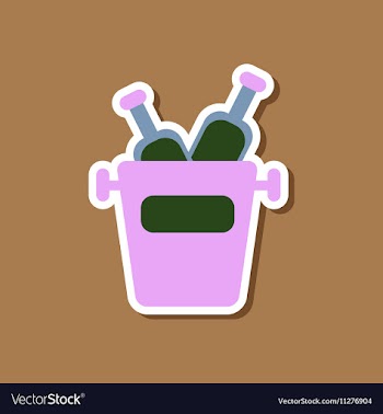 Paper sticker on stylish background bottle bucket vector image
