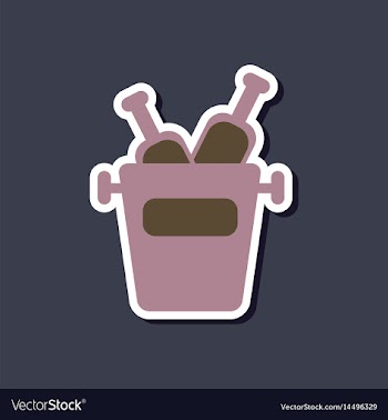 Paper sticker on stylish background bottle bucket vector image