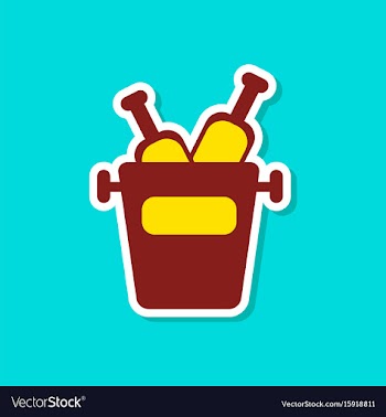 Paper sticker on stylish background bottle bucket vector image