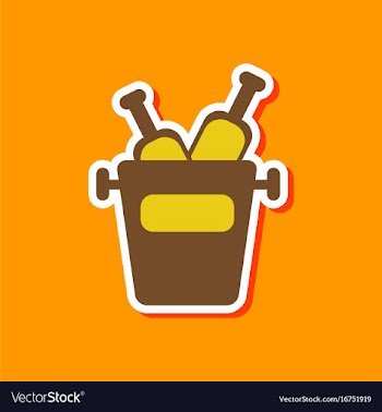 Paper sticker on stylish background bottle bucket vector image